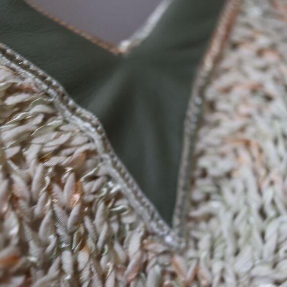 Marilena Chicago Pastel Knit Tank Top Large Green Trim Vintage Y2K Romania - Picture 6 of 10